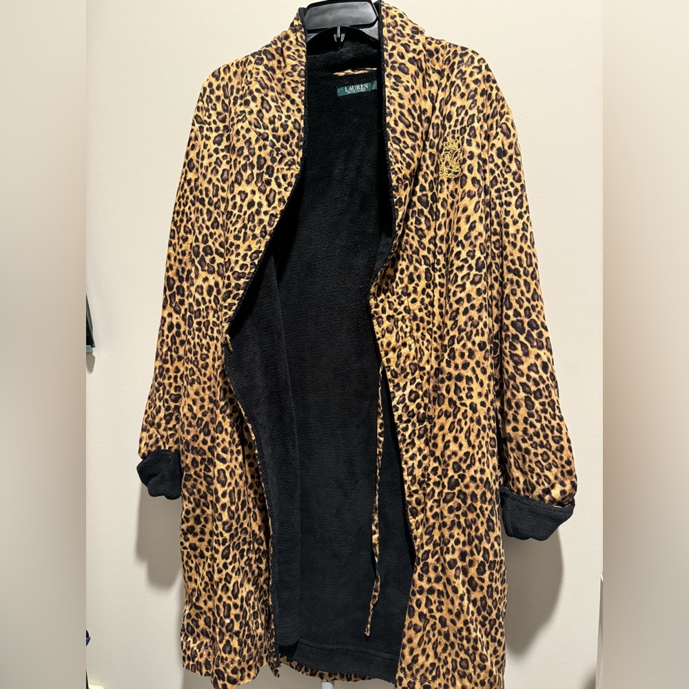 Ralph Lauren So Soft Leopard Print Fleece Robe